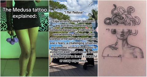 Collage of I met Medusa TikTok videos