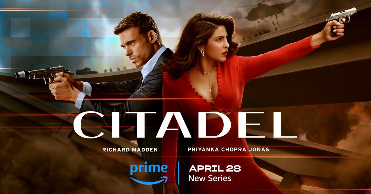 Official poster for Prime Video's spy series 'Citadel,' starring Richard Madden and Priyanka Chopra Jonas.