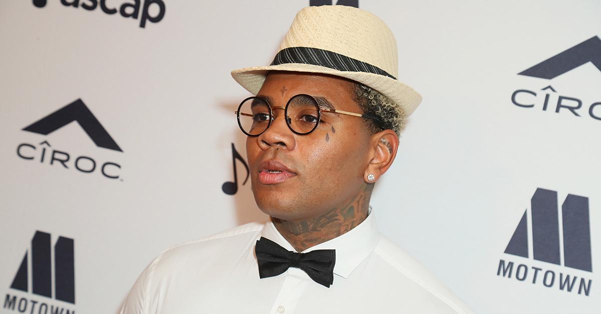 Kevin Gates in a white shirt with a bowtie. 