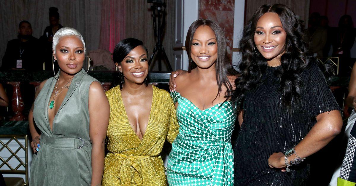 (l-r): Eva Marcille, Kandi Burruss, Garcelle Beauvais, and Cynthia Bailey at an event togeteher.