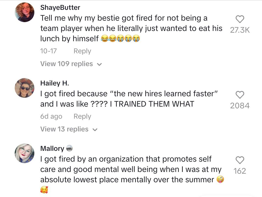 Commenters share their own bizarre reasons for getting fired