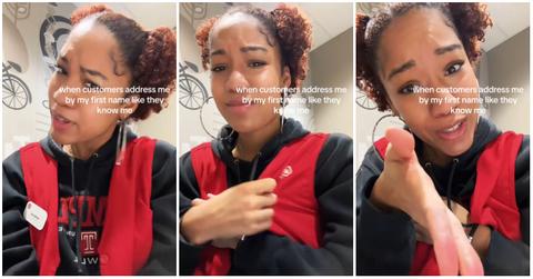 A Target employee discussing customers using her name