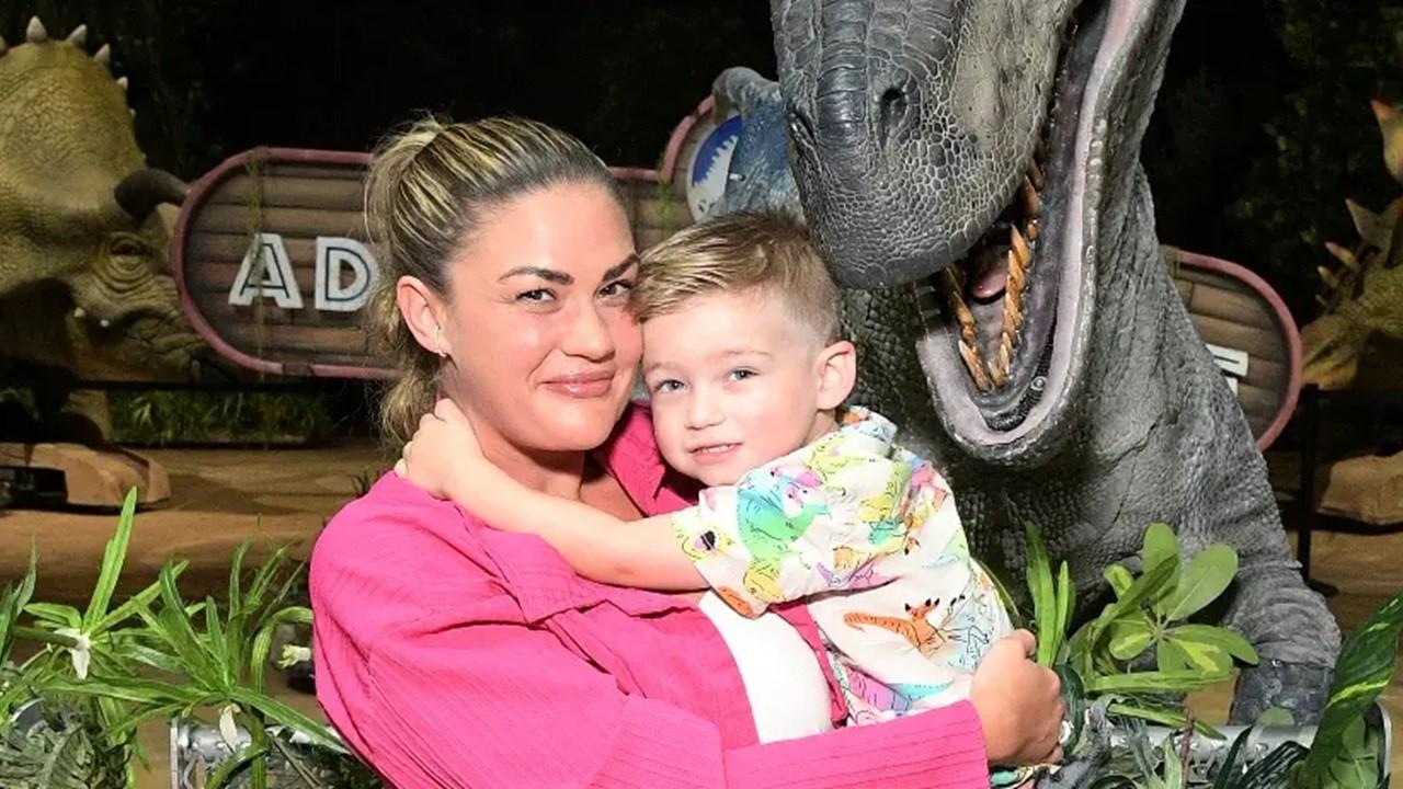 Brittany Cartwright and son Cruz attend the Jurassic World Live Tour VIP Event on July 21, 2023 