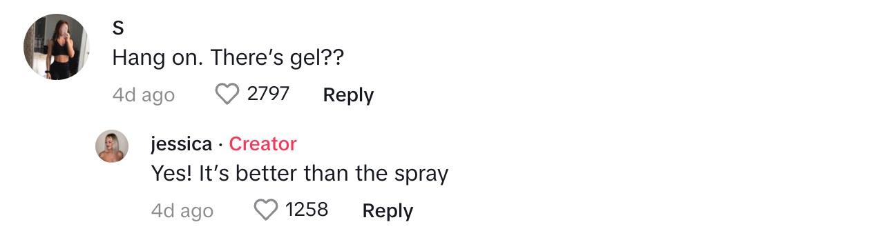 A commenter is surprised to learn that there is pepper spray gel