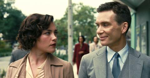 Still of Florence Pugh and Cillian Murphy in "Oppenheimer."