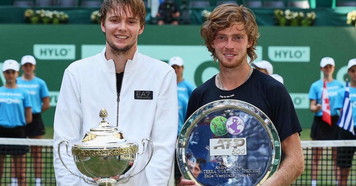 Andrey Rublev trophy ceremony during the Terra Wortmann Open at Owl Arena