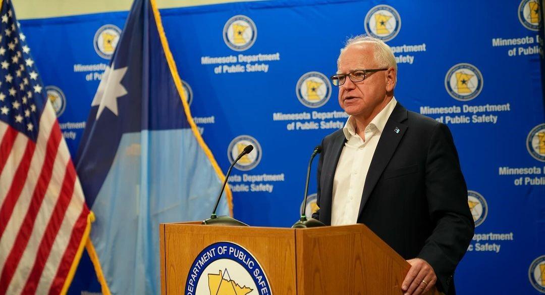 Tim Walz giving a speech