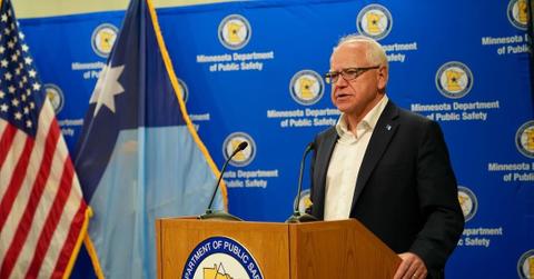 Tim Walz giving a speech