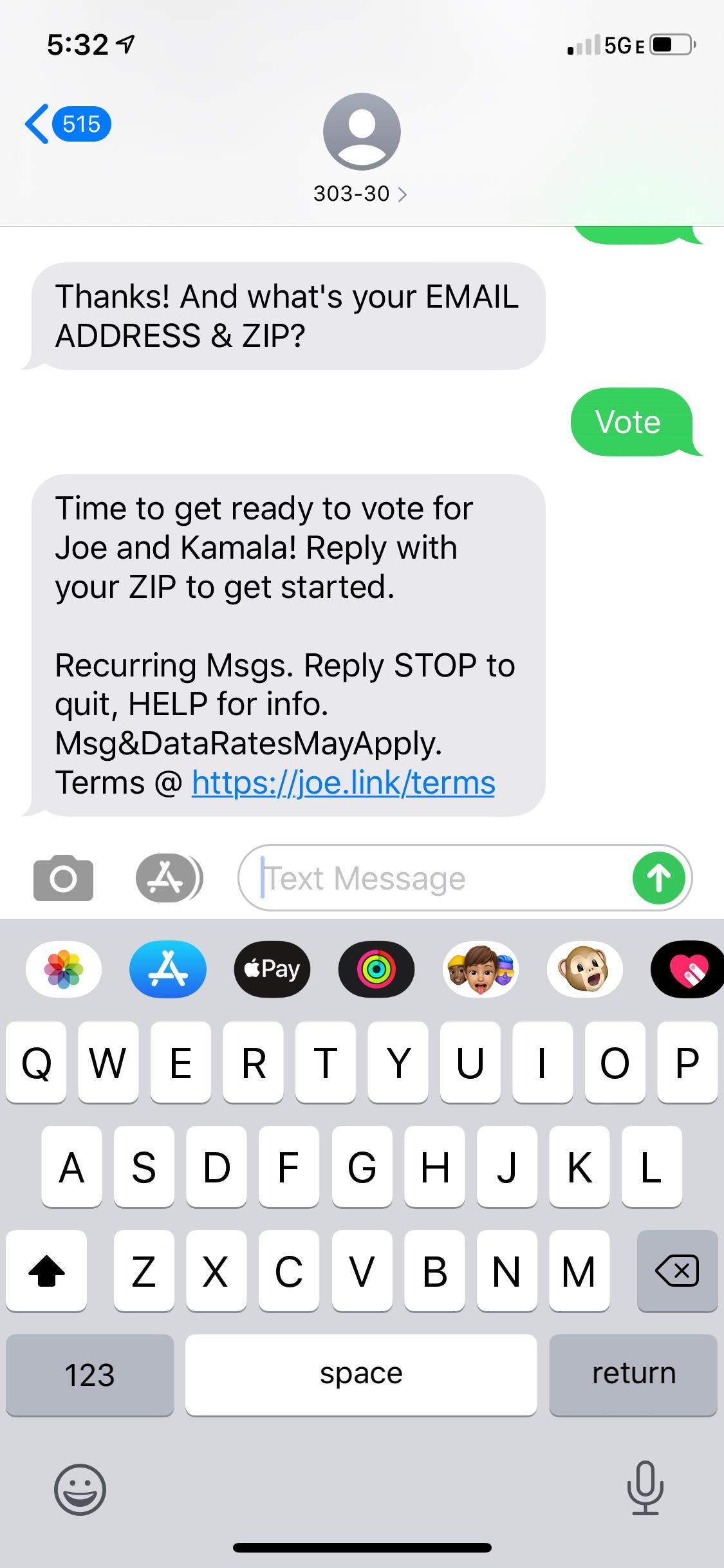 vote text