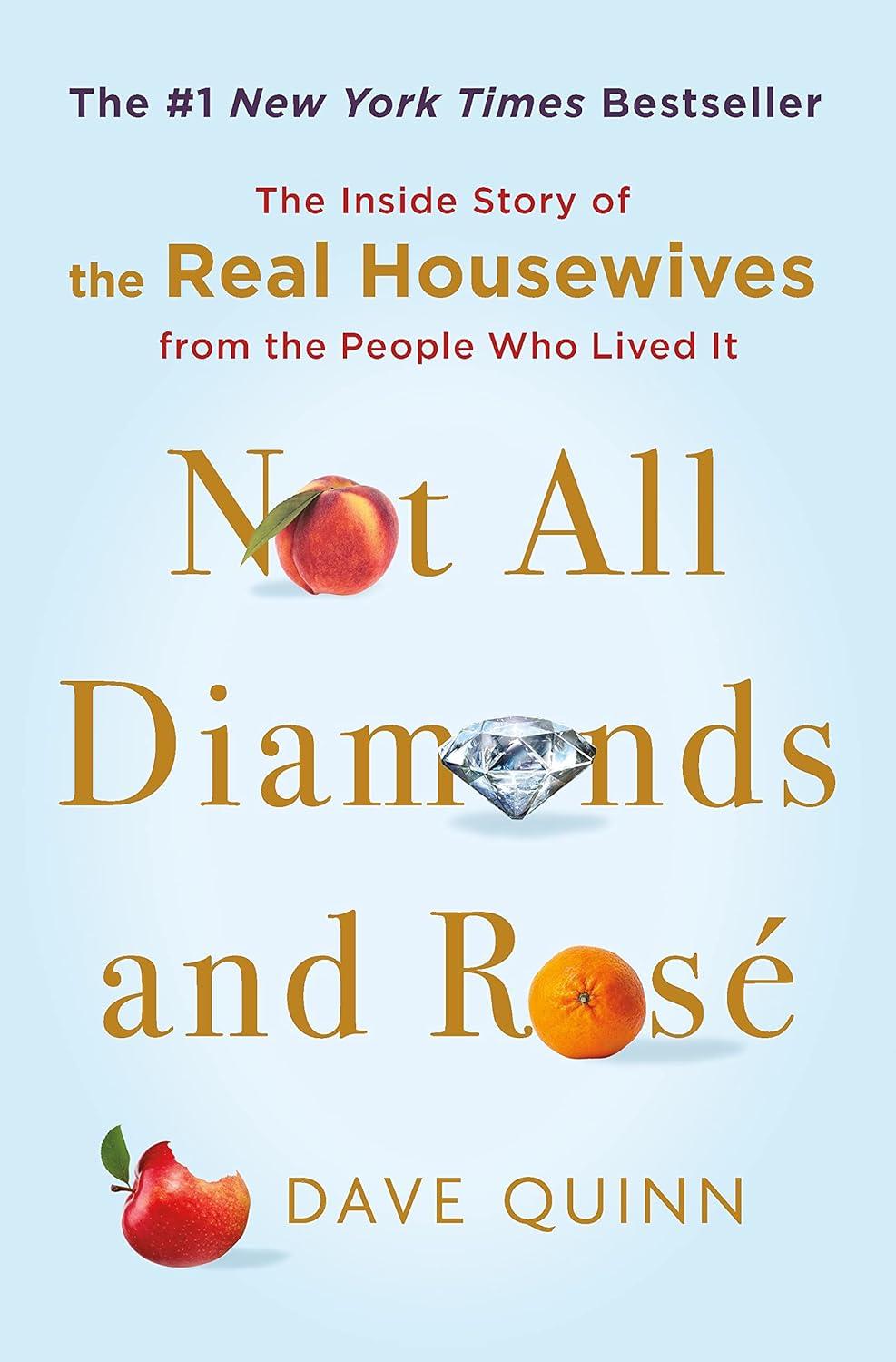 A blue book cover with text and peaches, diamonds, oranges, and apples.
