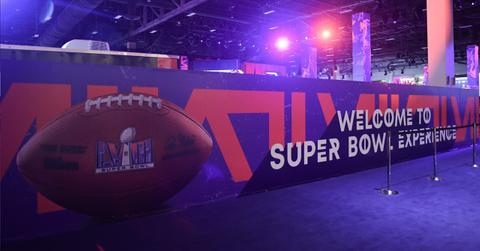 uper Bowl LVIII signage at the Mandalay Bay Convention Center on Feb. 7, 2024, in Las Vegas