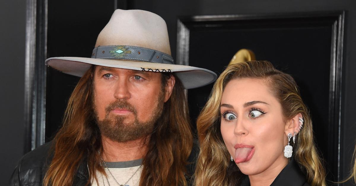 (l-r): Billy Ray Cyrus and Miley Cyrus on the red carpet
