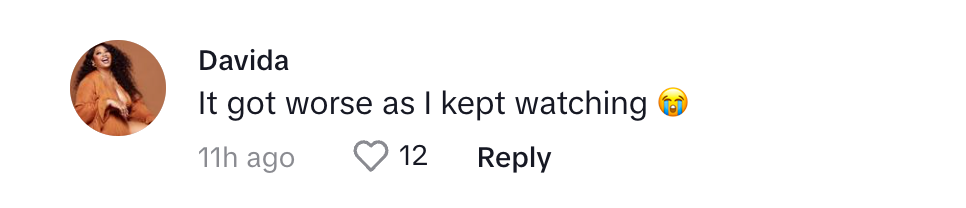 A commenter saying that the video got worse as she kept watching.