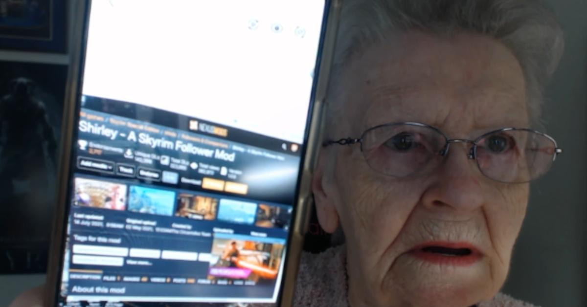 Skyrim grandma showing her mod.