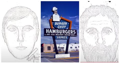 Police drawings of two Speedway Burger Chef murder suspects