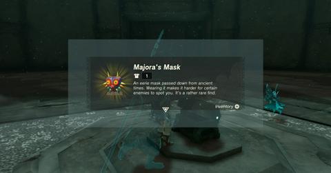 'Tears of the Kingdom' Player finding Major's Mask inside the Depths.