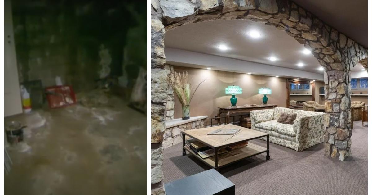 (L-R): Original basement area where JonBenét Ramsey's body was found; basement after renovation