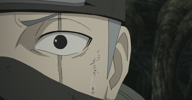 Kakashi having lost his Sharingan