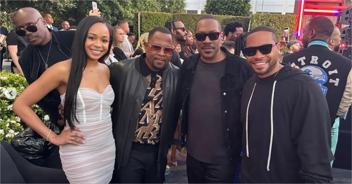 Jasmin Lawrence, Martin Lawrence, Eddie Murphy, and Eric Murphy attend the World Premiere of “Beverly Hills Cop: Axel F.”