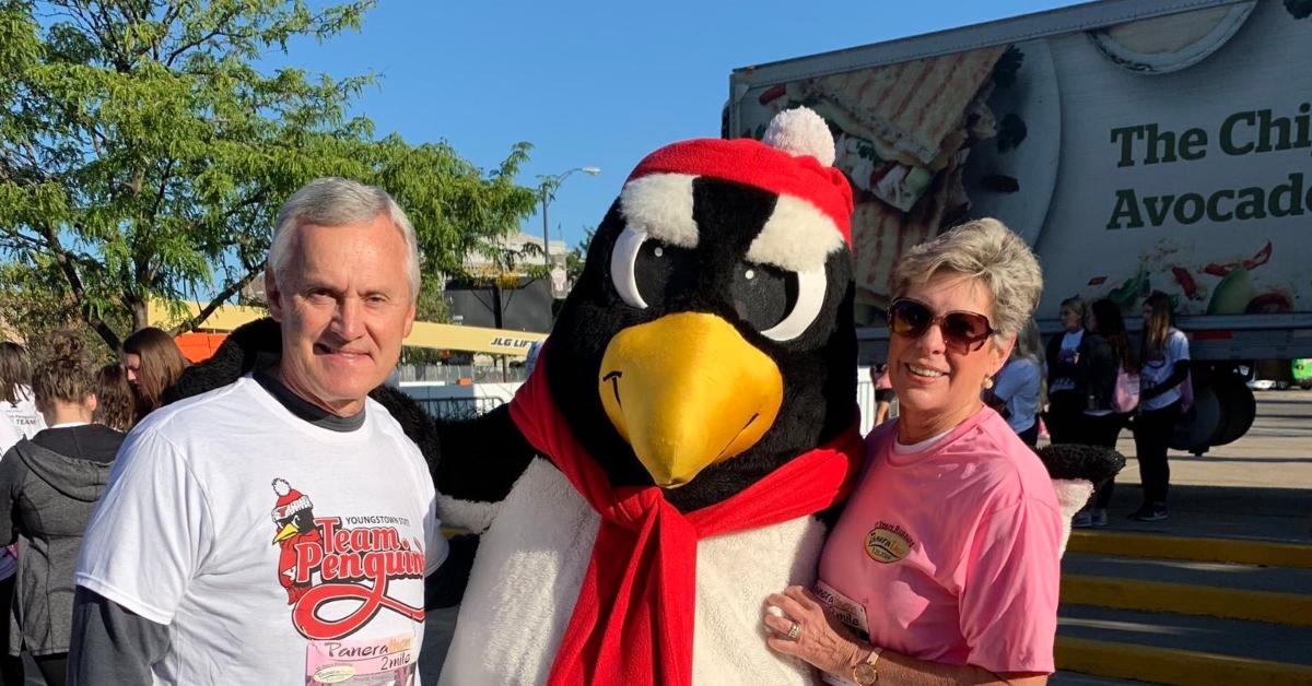 (l-r): Jim Tressel and his wife, Ellen Tressel, supporting Team Penguins