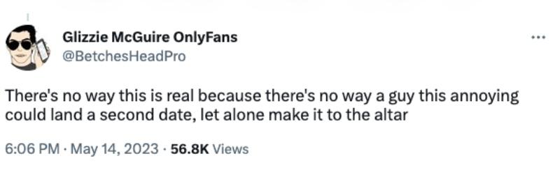 tweet about husband who won't turn off faucet that says: "There's no way this is real because there's no way a guy this annoying could land a second date, let alone make it to the altar."