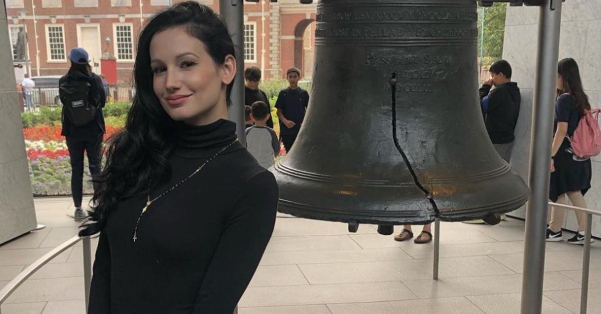 Amie Harwick stands in front of the Liberty Bell in Philadelphia