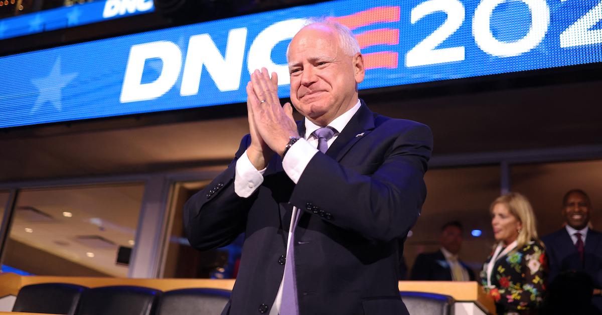 Tim Walz gestures on the first day of the Democratic National Convention (DNC) at the United Center in Chicago, Illinois, on August 19, 2024