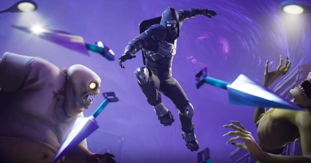 A Fortnite character attacking enemies in Save the World mode.