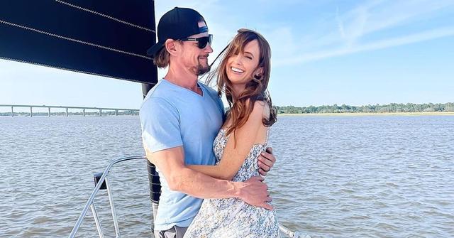 Gray and Mike Benko on a boat