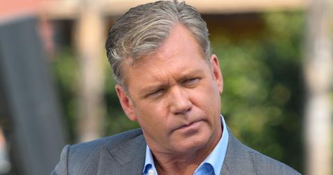 Chris Hansen (L) and Mario Lopez visit 'Extra' at Universal Studios Hollywood on Aug. 22, 2016 in Universal City, Calif.