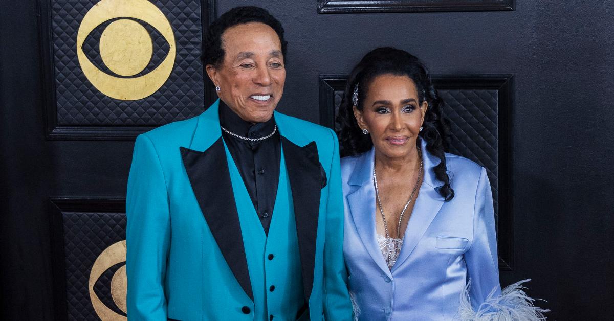 Smokey Robinson and his wife, Frances Glandey at the 65th Grammy Awards on Feb. 5, 2023.
