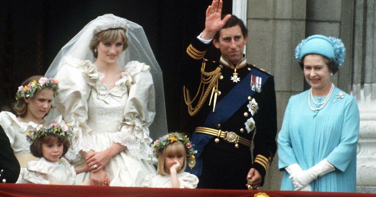 Princess Diana, Prince Charles, and Queen Elizabeth II at the couple's wedding in 1981.