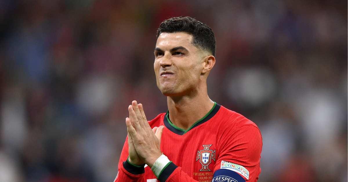  Cristiano Ronaldo of Portugal celebrates scoring the team's first penalty in the penalty shoot out during the UEFA EURO 2024 round of 16 match 