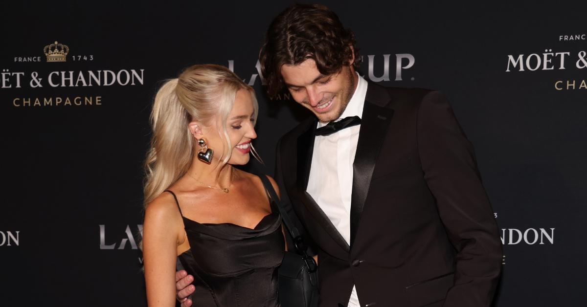 Taylor Fritz of Team World and Morgan Riddle arrive on the black carpet for the Laver Cup Gala.