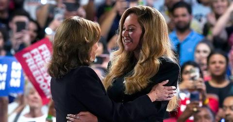 Beyonce and Kamala Harris at a rally together in Houston.