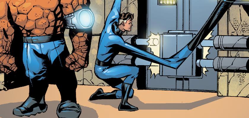 Mr. Fantastic using his abilities.