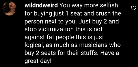 plus size passenger demands free seats