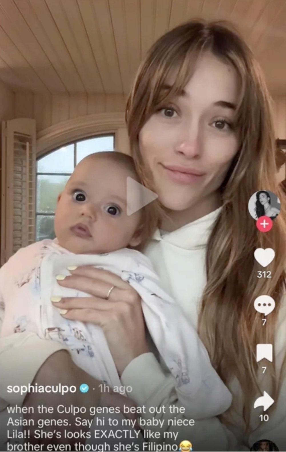 Sophia Culpo's TikTok post about her niece's genes being stronger than Asian.