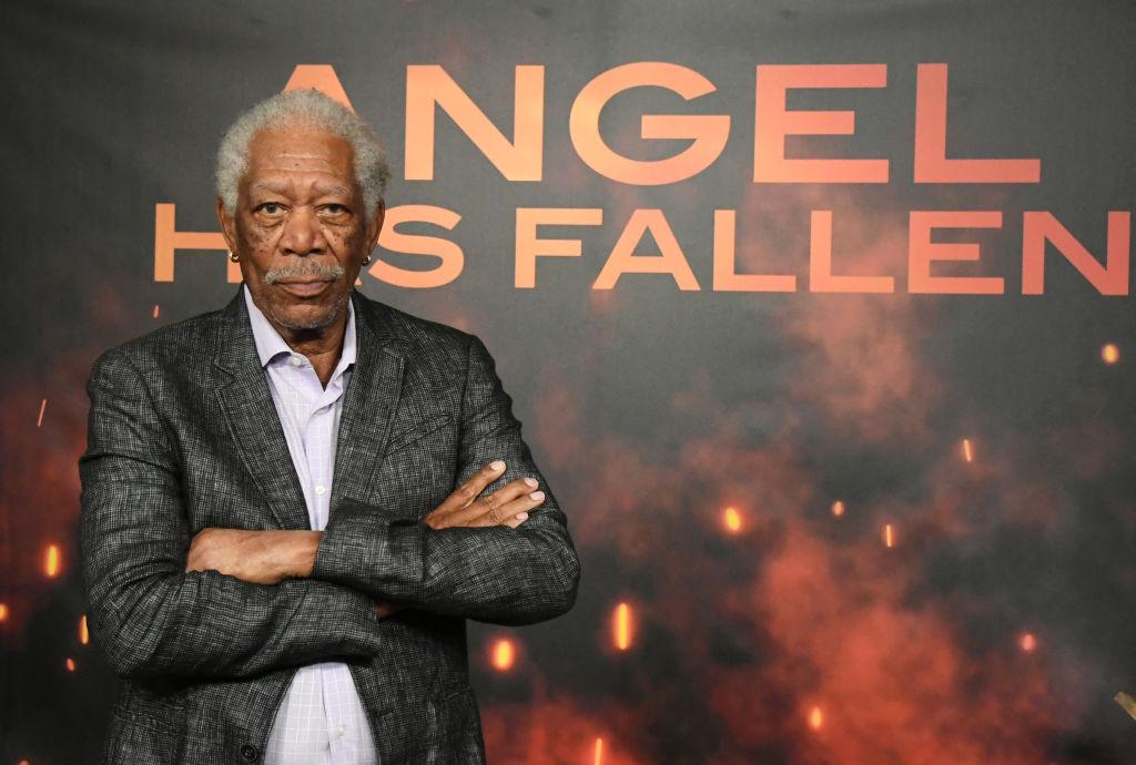 Morgan Freeman attends the Photocall For Lions Gate's 'Angel Has Fallen.'