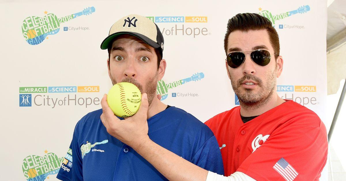 The Property Brothers at a charity baseball game.