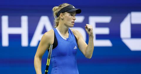 Caroline Wozniacki gives a fist pump at the US Open.
