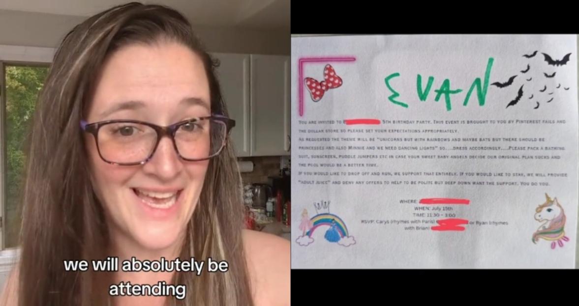 Mom shares birthday party invitation on TikTok