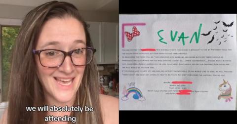 Mom shares birthday party invitation on TikTok