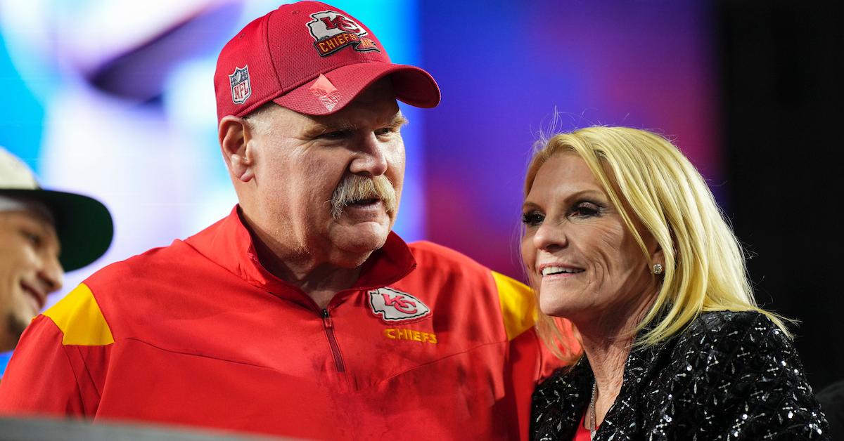 Andy Reid celebrates with wife Tammy after Super Bowl LVII against the Philadelphia Eagles at State Farm Stadium on Feb. 12, 2023 