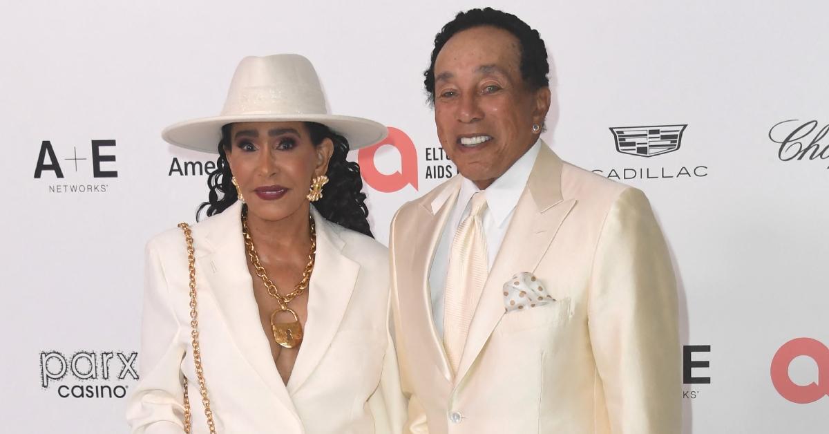 Frances Glandey and Smokey Robinson at the Elton John AIDS Foundation's Annual Academy Awards Viewing Party on March 10, 2024.