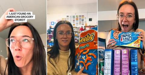 A woman visits a U.S. grocery store in New Zealand