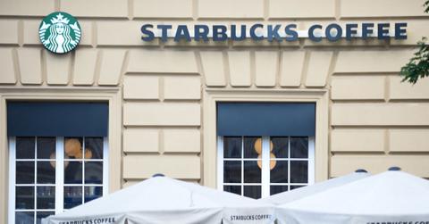 The exterior of a New York Starbucks location.