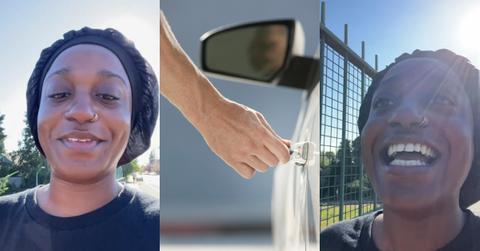 White Car Owner Repeatedly Locks Doors, Woman Hilariously Responds