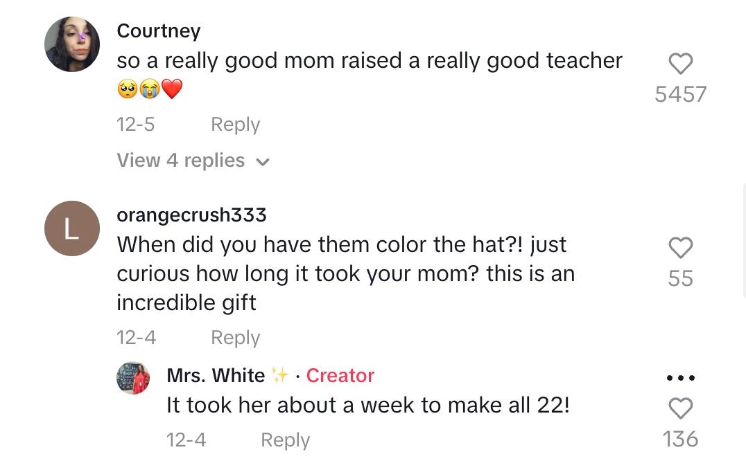 Commenters praise the teacher and her mom