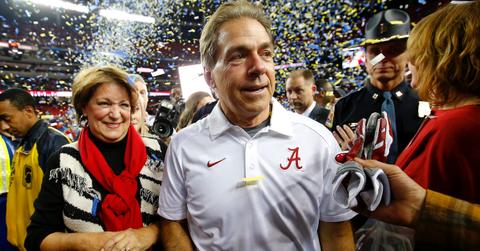 Nick and Terry Saban after Alabama defeated the Florida Gators in the SEC Championship game on Dec. 5, 2015
